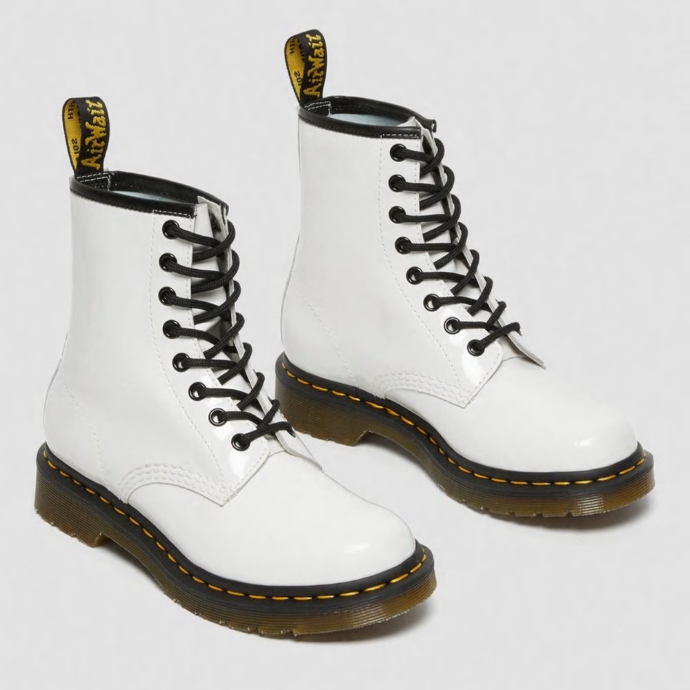 Dr. Martens 1460 Women's Patent Leather Lace Up Boots White Size 6